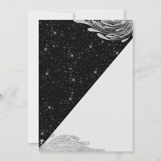 Zwart wit zilver sparkle glitter Masquerade Prom Kaart (Achterkant)