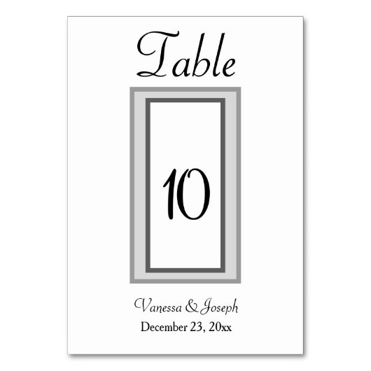 Zwart Wit Zilver Trouwtafel No. Kaarten (Achterkant)