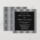 Zwart Wit Zilveren Lace Wedding Kaart (Voorkant / Achterkant)
