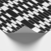 Zwart-wit zilverkleurig Tartan Gecontroleerd patro Cadeaupapier (Hoek)