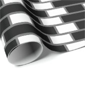 Zwart-wit zilverkleurig Tartan Gecontroleerd patro Cadeaupapier (Rol Hoek)