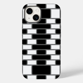 Zwart-wit zilverkleurig Tartan Gecontroleerd patro Case-Mate iPhone 14 Hoesje