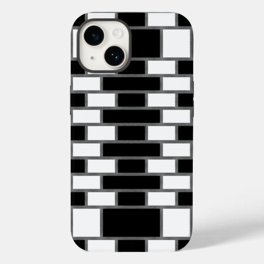 Zwart-wit zilverkleurig Tartan Gecontroleerd patro Case-Mate iPhone Case (Achterkant)