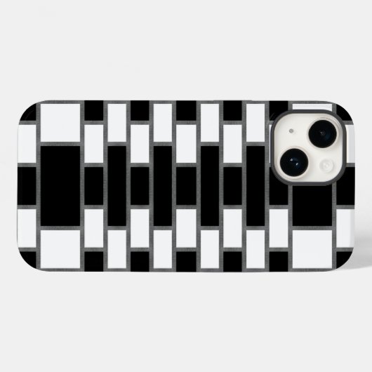Zwart-wit zilverkleurig Tartan Gecontroleerd patro Case-Mate iPhone Case (Achterkant (horizontaal))