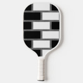 Zwart-wit zilverkleurig Tartan Gecontroleerd patro Pickleball Paddle (Achterkant)