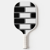 Zwart-wit zilverkleurig Tartan Gecontroleerd patro Pickleball Paddle (Voorkant)