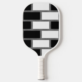 Zwart-wit zilverkleurig Tartan Gecontroleerd patro Pickleball Paddle
