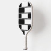 Zwart-wit zilverkleurig Tartan Gecontroleerd patro Pickleball Paddle (Links)