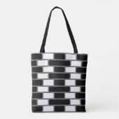 Zwart-wit zilverkleurig Tartan Gecontroleerd patro Tote Bag (Achterkant)