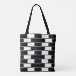 Zwart-wit zilverkleurig Tartan Gecontroleerd patro Tote Bag