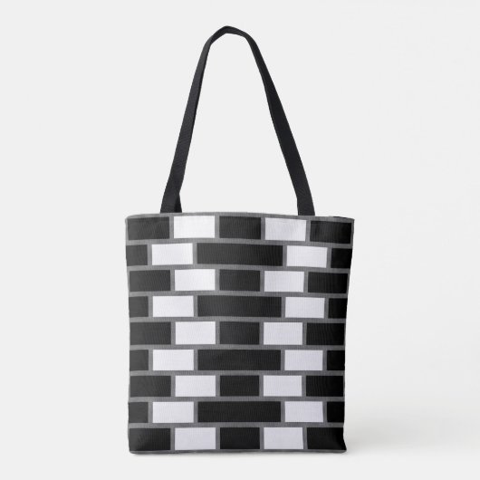 Zwart-wit zilverkleurig Tartan Gecontroleerd patro Tote Bag (Achterkant)