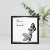 Zwart-wit, zilvervormig insteekmeisje 20 kaart (Staand voorkant)