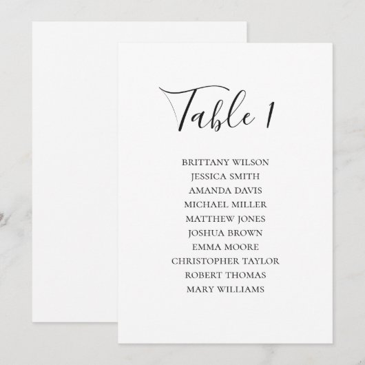 Zwart-wit zitplaatskaart. Moderne bruiloft Kaart (Voorkant / Achterkant)