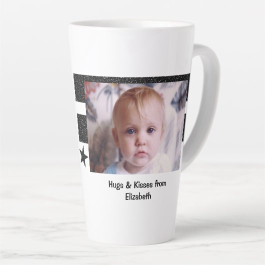 Zwart wit zo gelukkig Grandad met foto Latte Mok (Rechterhoek)