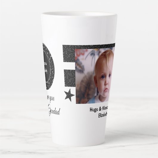 Zwart wit zo gelukkig Grandad met foto Latte Mok (Voorkant)