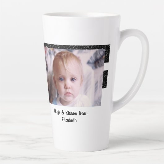 Zwart wit zo gelukkig Grandad met foto Latte Mok (Rechts)