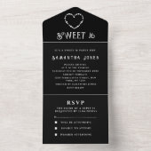 Zwart-wit zoet 16 Heart zestien All In One Uitnodiging (Binnen)