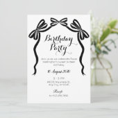 Zwart-wit zoet stropdassen lintboog verjaardag kaart (Staand voorkant)