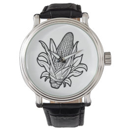 Zwart-wit zoete maïskolf pictogram horloge