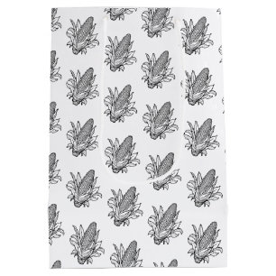 Zwart-wit zoete maïskolf pictogram medium cadeauzakje