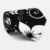 Zwart Wit Zomer Tropics Mannen Mode stropdas (Opgerold)