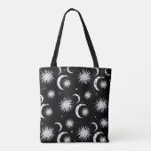 Zwart & Wit Zon Maan Sterren Hemelse Astrologie Tote Bag (Achterkant)
