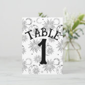 Zwart & Wit Zon Maan Sterren Tafelnummer (Staand voorkant)