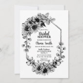 Zwart-Wit Zonnebloem Bloem Bruidsdouche Kaart (Voorkant)