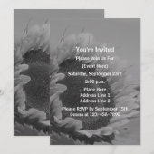 Zwart-Wit Zonnebloem Feest Kaart (Voorkant / Achterkant)