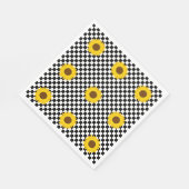 Zwart-wit Zonnebloem Geruite Bloem Patroon Servet (Hoek)