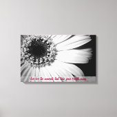 Zwart-wit Zonnebloem met Life Quote Canvas Afdruk (Voorkant)