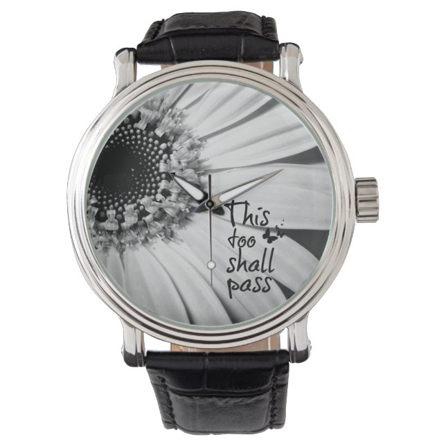 Zwart-wit Zonnebloem met Quote Horloge (Voorkant)