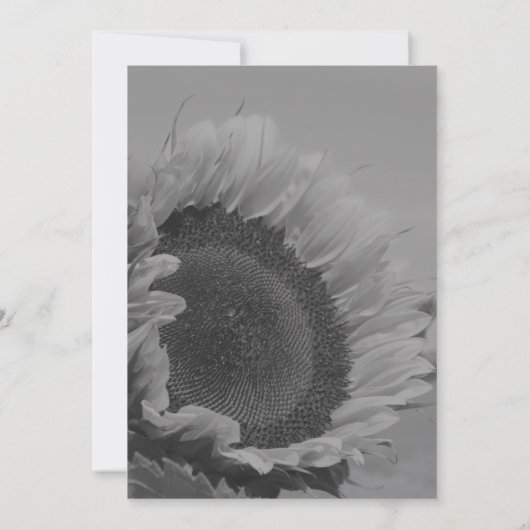Zwart-wit zonnebloem partij kaart (Achterkant)