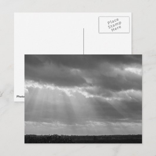 Zwart-wit zonnestralen briefkaart (Voorkant / Achterkant)