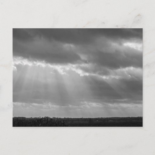 Zwart-wit zonnestralen briefkaart (Voorkant)