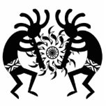 Zwart-wit Zuidwest Kokopelli Tribal Sun Staand Fotobeeldje<br><div class="desc">Kleed je huis aan met deze zwart-witte zuidwestelijke Kokopelli sculptuur. Voor meer zuidwestelijke inrichting bezoek de rest van deze winkel.</div>