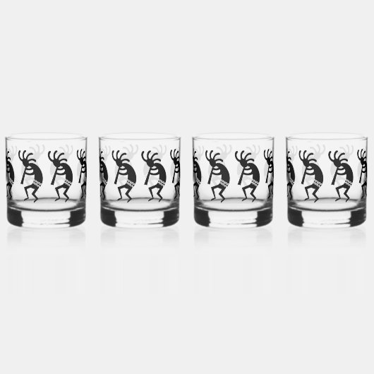 Zwart-wit zuidwesten kokopelli blik glas (Achterkant)