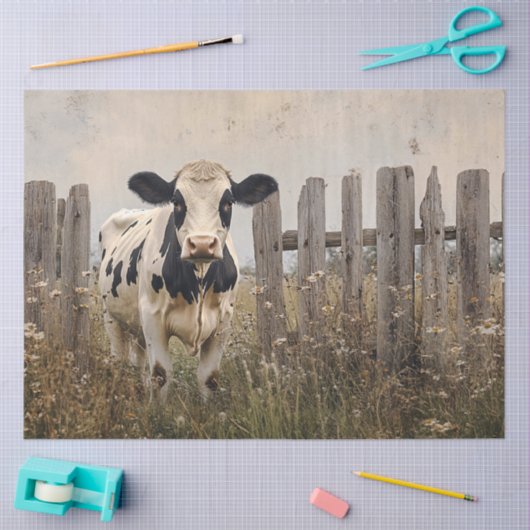 Zwart-wit zuivel Koe Decoupage Tissuepapier (Craft)