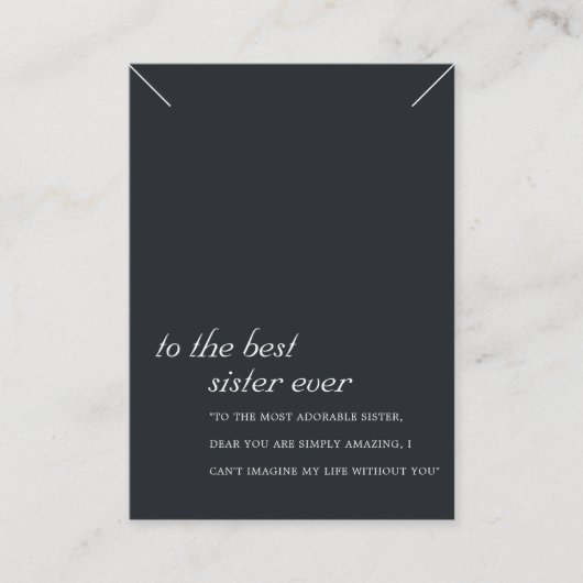 ZWART-WIT ZUSTER CADEAU KETTING DISPLAY KAART PLAATSKAARTJE (Voorkant)