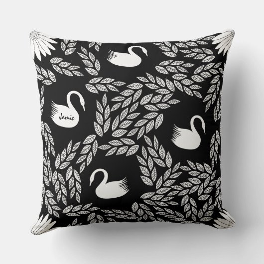 Zwart-wit Zwan Alle kleuren Kussen (Achterkant)