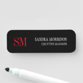 Zwart-wit zwart handschrift minimalistisch monogra naamplaatje (In situ)