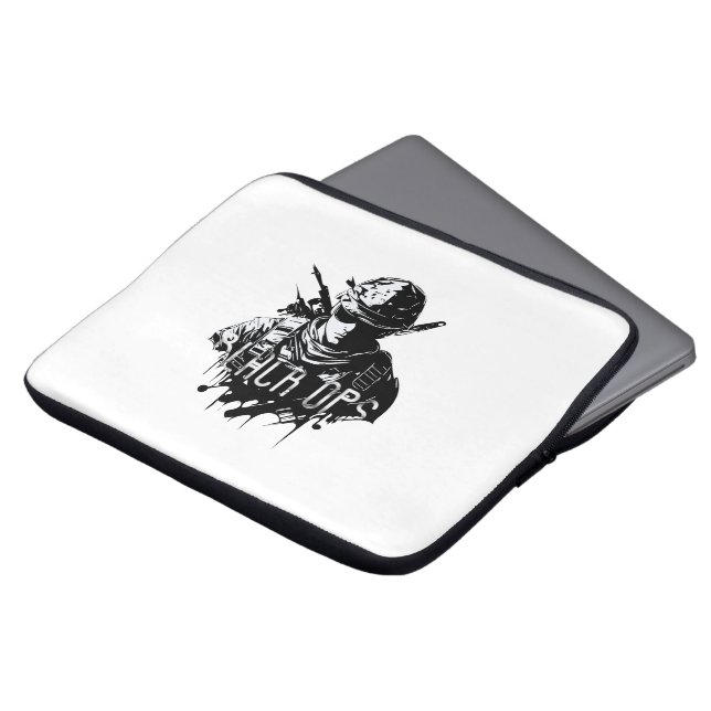 Zwart-wit Zwart Ops Laptop Sleeve (Voorkant top)