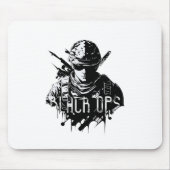 Zwart-wit Zwart Ops Mousepad Muismat (Voorkant)