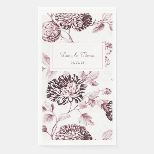  zwart-wit, zwart-wit Tone Floral Wedding Servet (Voorkant)