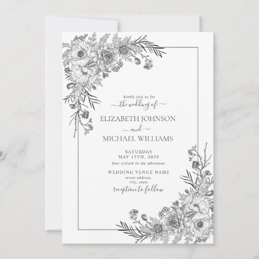  zwart-wit zwart-witzwart-wittekenscript kaart (Voorkant)