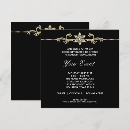 Zwart-wit Zwarte Stropdas Corporate Party Kaart (Voorkant / Achterkant)