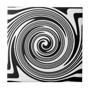 Zwart-wit zwenkpatroon tegeltje