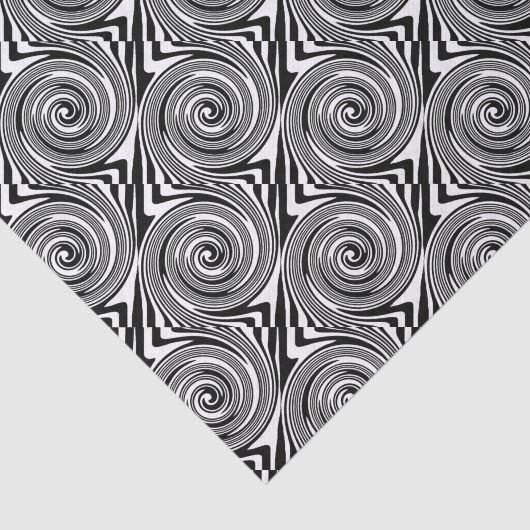 Zwart-wit zwenkpatroon tissuepapier (Detail)