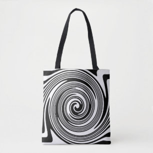 Zwart-wit zwenkpatroon tote bag