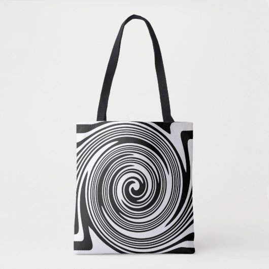 Zwart-wit zwenkpatroon tote bag (Voorkant)
